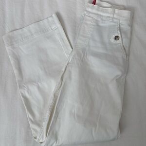 SPANX Women's Stretch Twill Cropped White Wide Leg Pants